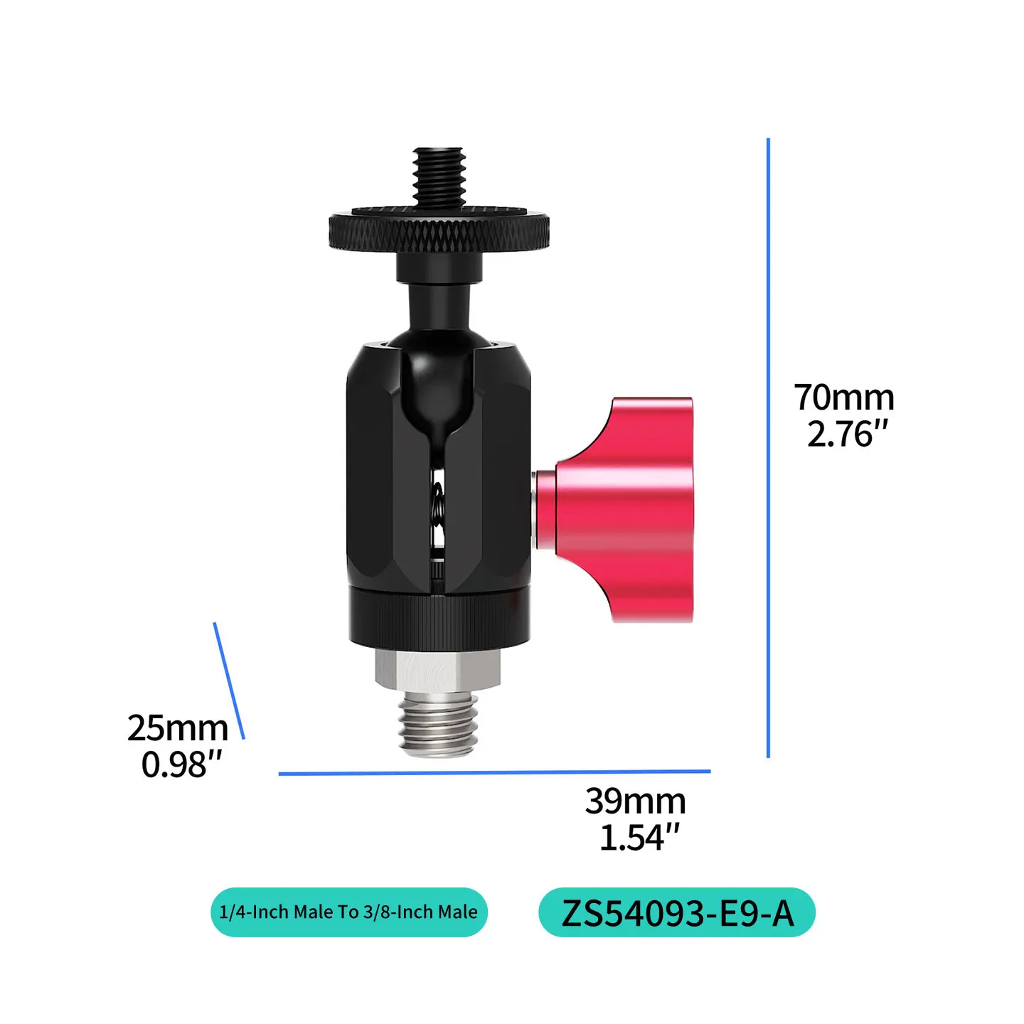 Anfang 360 ° Drehbarer 17-mm-Kugelkopfhalter mit 2 kg Traglast, Aluminiumadapter für GoPro, Insta360, DJI OSMO, Motorrad-Stativhalterung – Detail 15