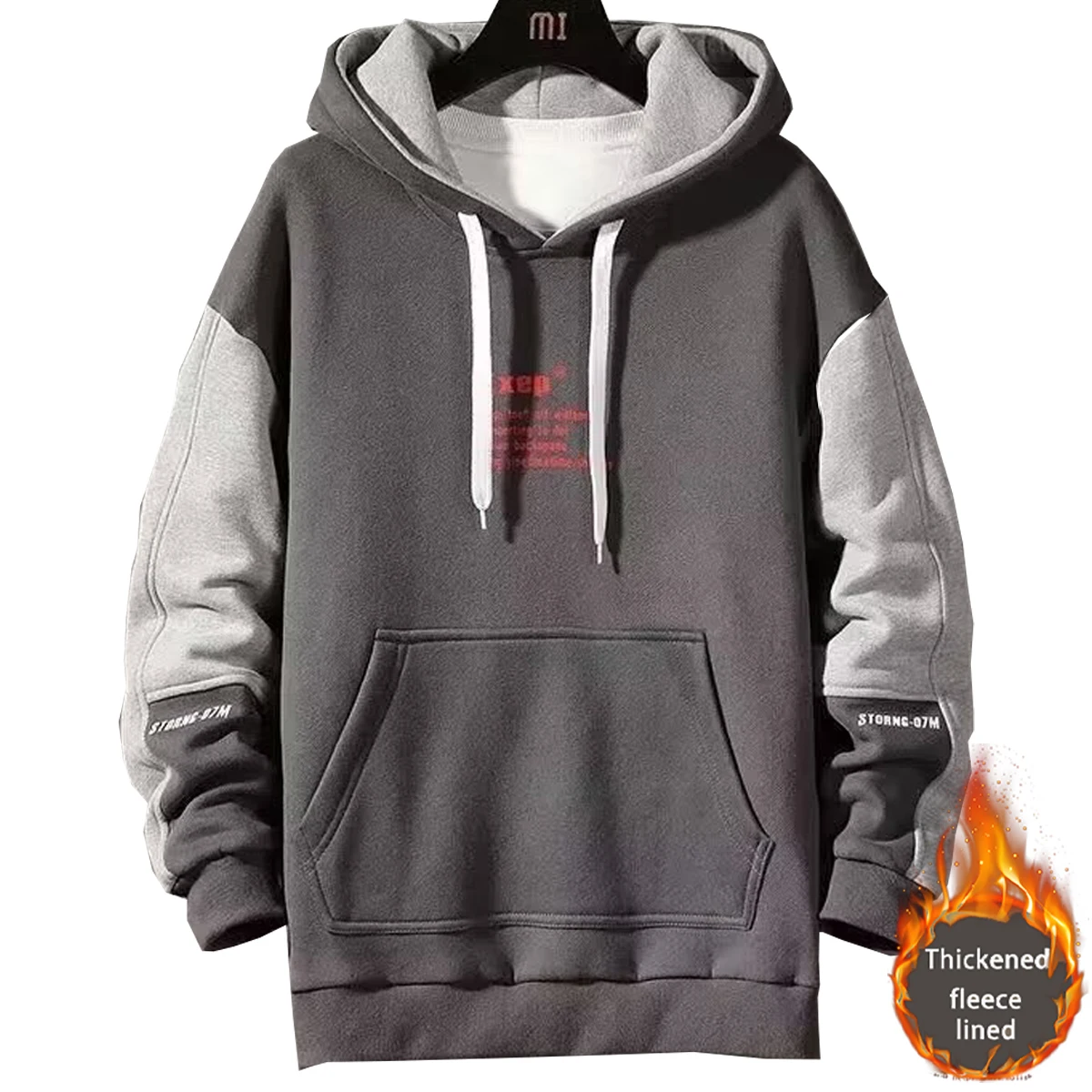 Men's hoodie with printed letter pattern, thick hooded sweatshirt, autumn and winter couple, student retro Y2K