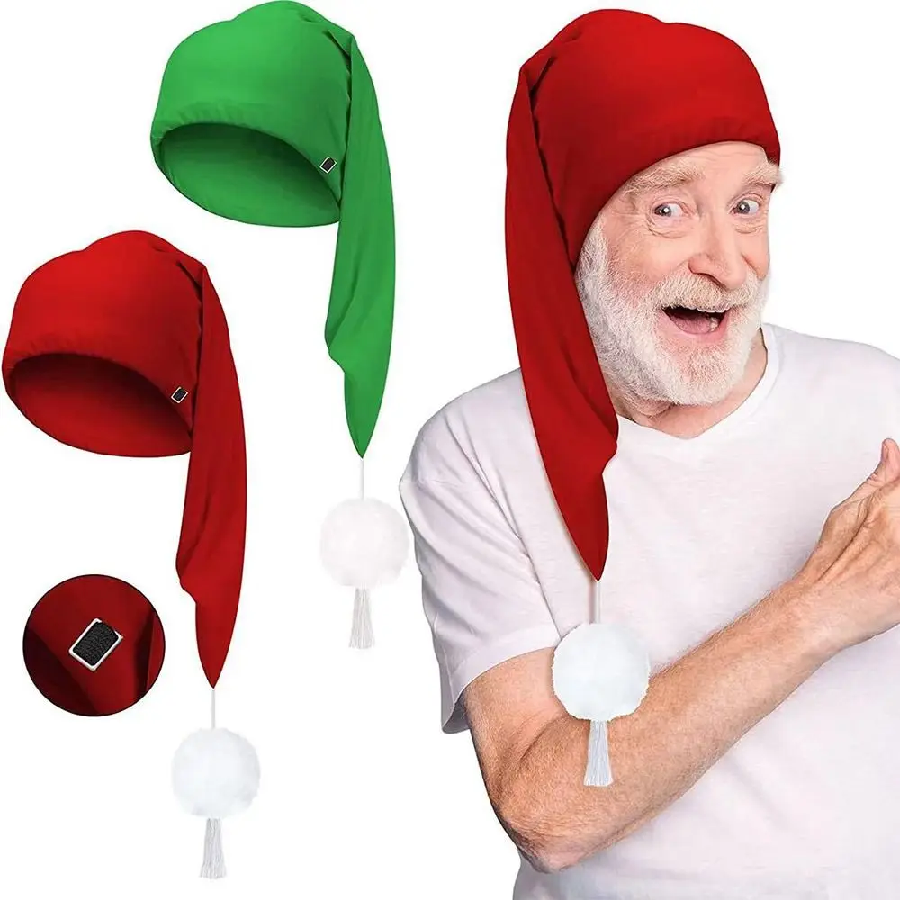 Birthday Party Gift Elastic Night Sleeping Caps with Pom Ball Adjustable Sleepwear Hat Stocking Santa Cap Christmas