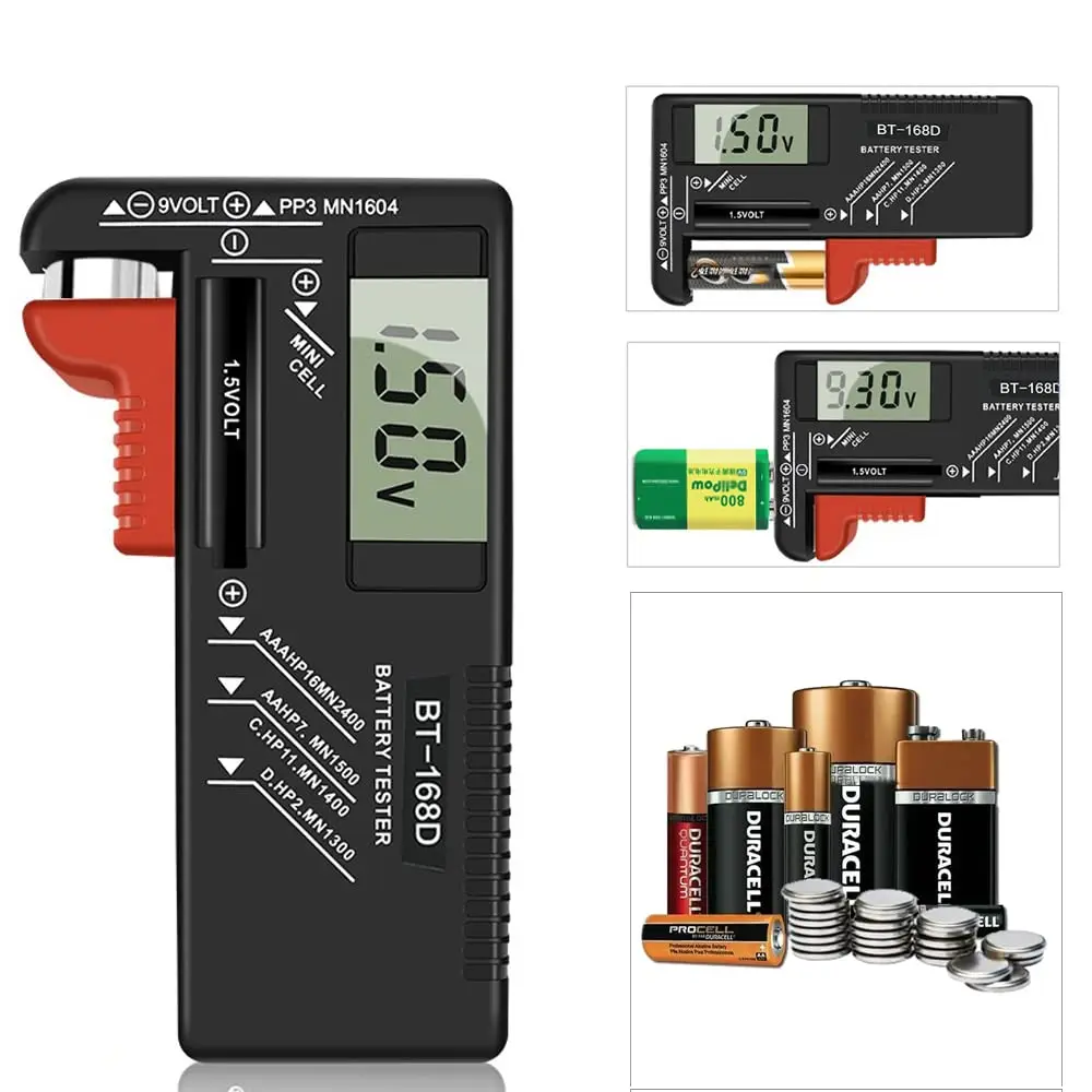 Digital Battery Tester Battery Capacity Tester Voltage Detector for AA AAA 9V Coin Cell Multi-Size Voltmeter Tool BT168D 168 PRO