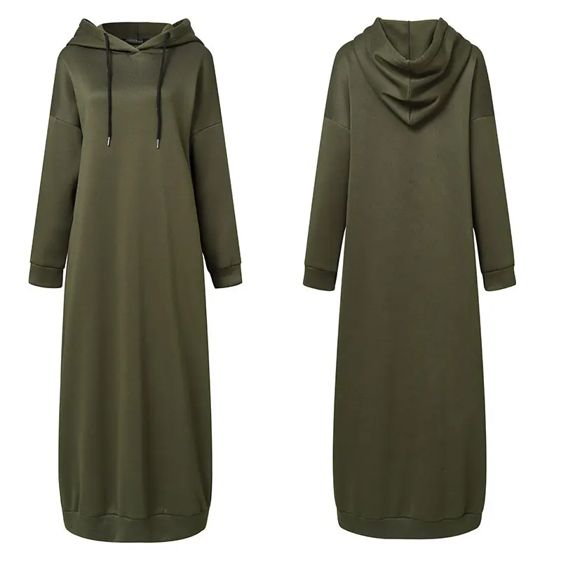 

New Arrival Oem Muslim Dress Long Sleeve Saudi Arabia Women Long Modest Hoodies Dress