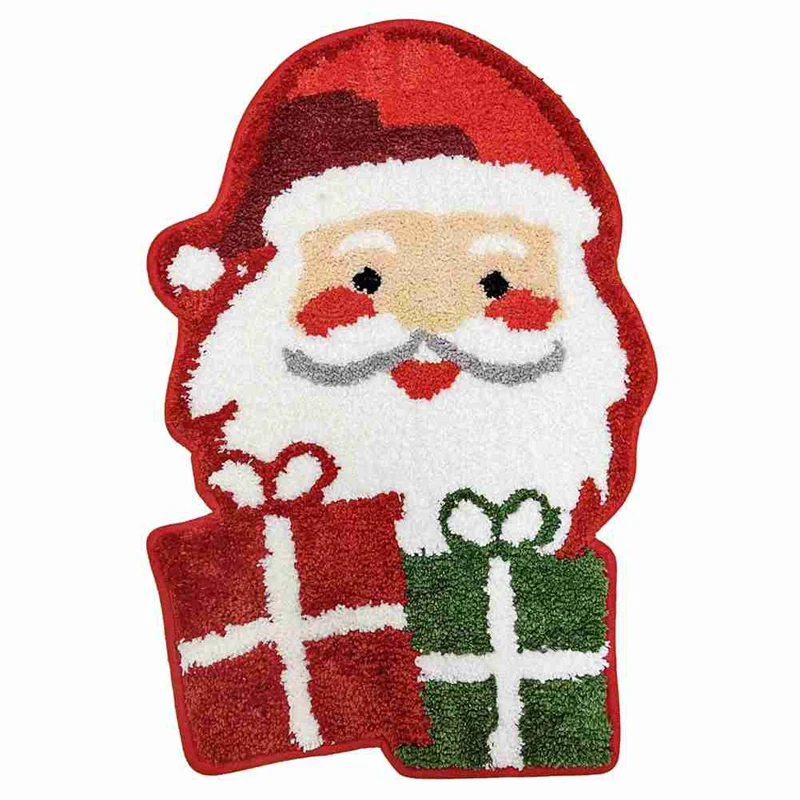 Christmas Bathroom Rug,Christmas Santa Claus Bath Rug Non-Slip Back Water Absorbent,Microfiber Bathroom Rug,16X24 Inches