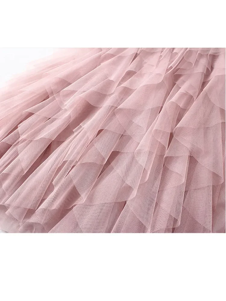 TIGENA Tutu Tulle Long Maxi Skirt Women Fashion 2023 Korean Cute Pink High Waist Pleated Skirt Mesh Female Lady Aesthetic Faldas