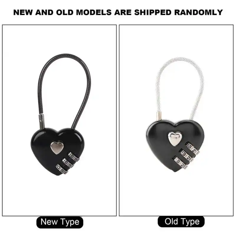 Candado de seguridad con forma de corazón, combinación de código de 3 dígitos, candado para bolsa de equipaje, contraseña, pareja, nuevo