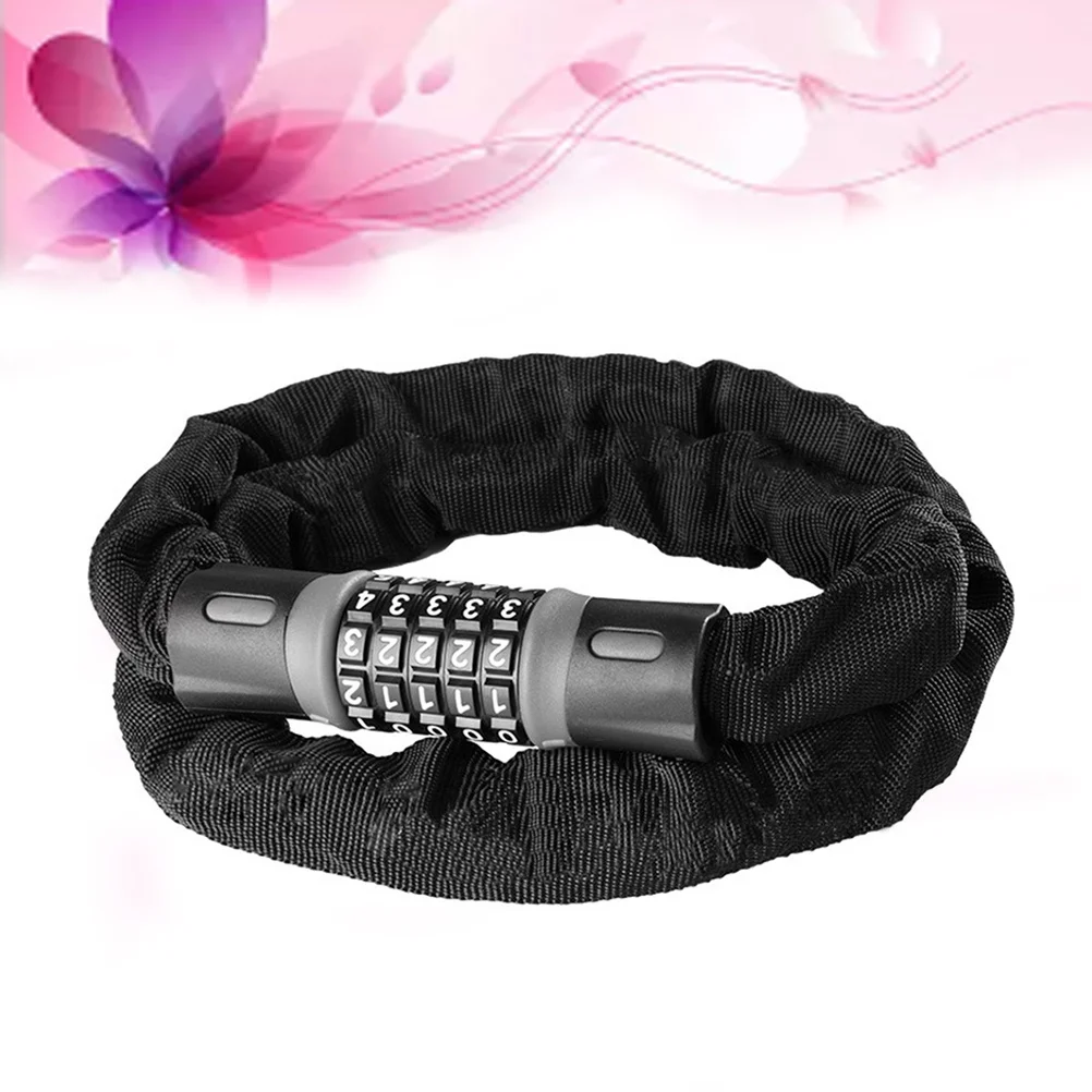 110 سنتيمتر 5 أرقام قفل سلسلة مجمعة مكافحة سرقة بدون مفتاح حماية كلمة المرور للدراجات سلالم المعدات قفل سلسلة سوداء #3