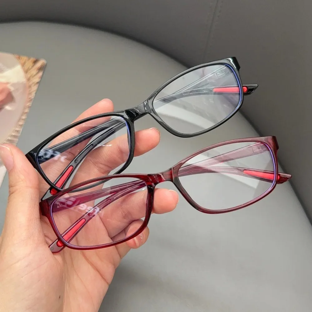 Y2K Fashion Eyewear for Women Girls Retro Square Narrow Frame Glasses Anti Blue Light Vintage Black Red Simple Eye Glasses