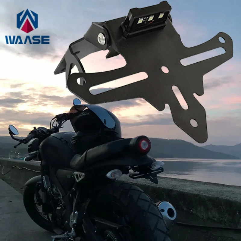 

waase For Yamaha XSR155 2019 2020 2021 2022 License Plate Frame Holder Bracket Rear Fender Eliminator Tail Tidy w/ LED Light