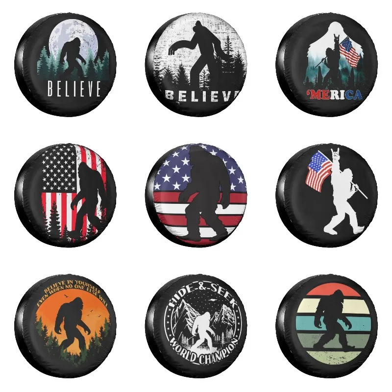 Bigfoot Believe Spare Tire Cover Bag Pouch for Jeep Honda Cute Dust-Proof Car Wheel Covers 14