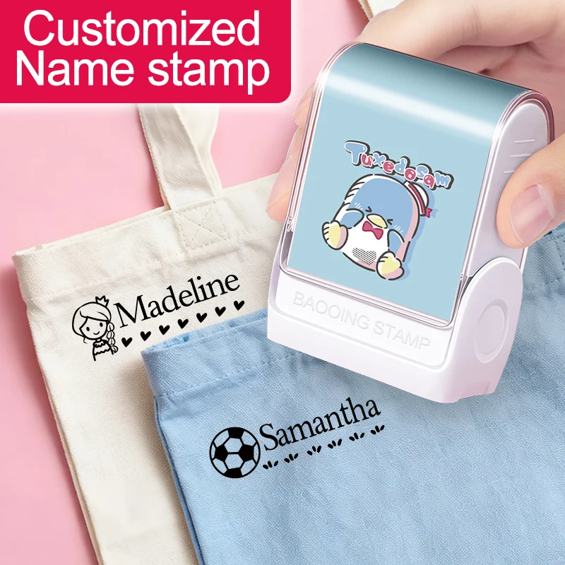 Weihnachtsgeschenke, personalisierter Namensstempel – mit Tuxedo-Sam-Designs, wasserfester Tinte für langlebigen Halt, für Schulbedarf