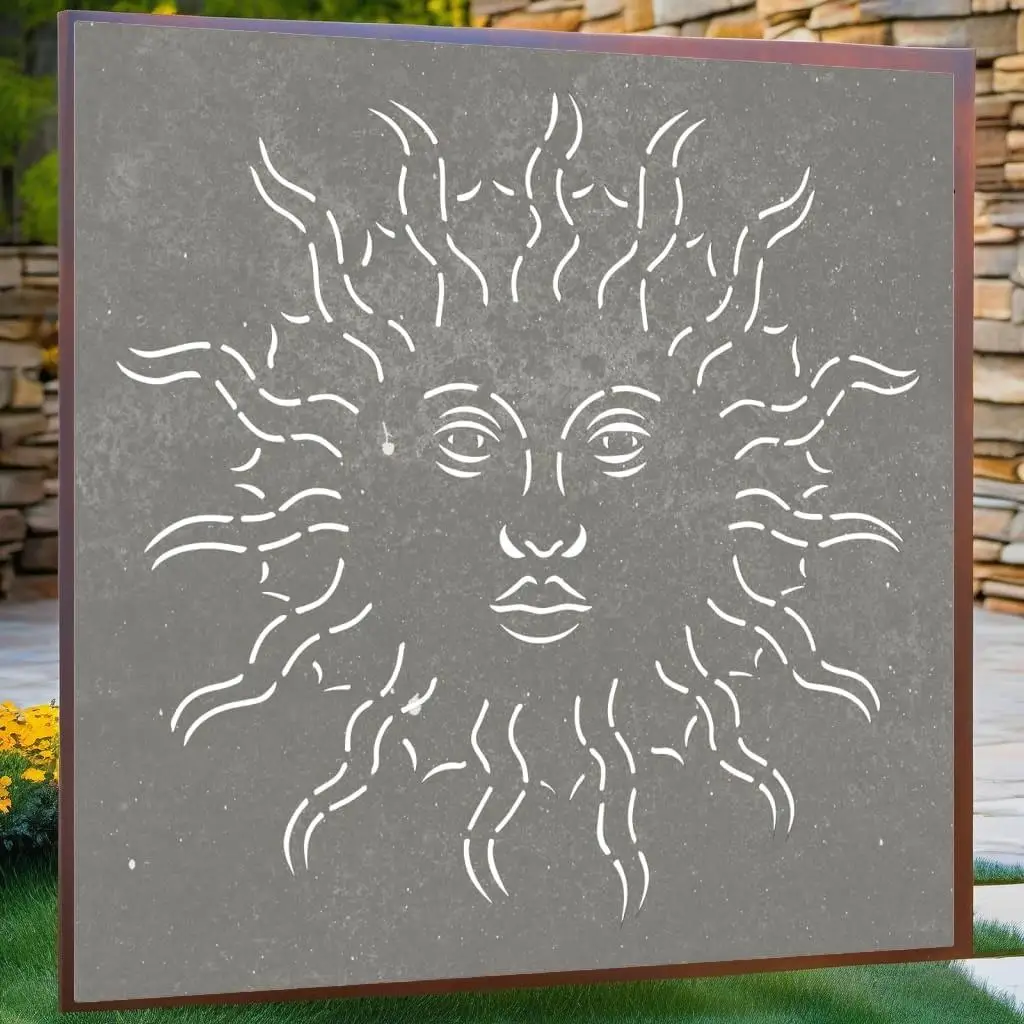 21.7x21.7 Corten  Sun Wall Art for Patio Decoration - Stylish Outdoor Decor