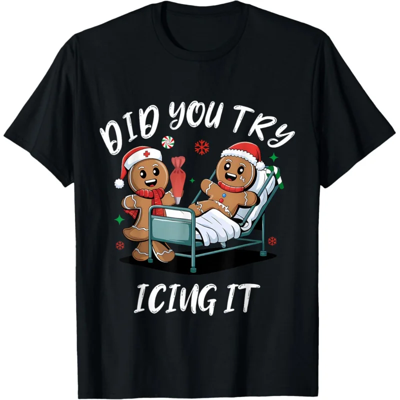 

Christmas Funny Gingerbread Cookies School Nurse Did You Try Icing It T-Shirt