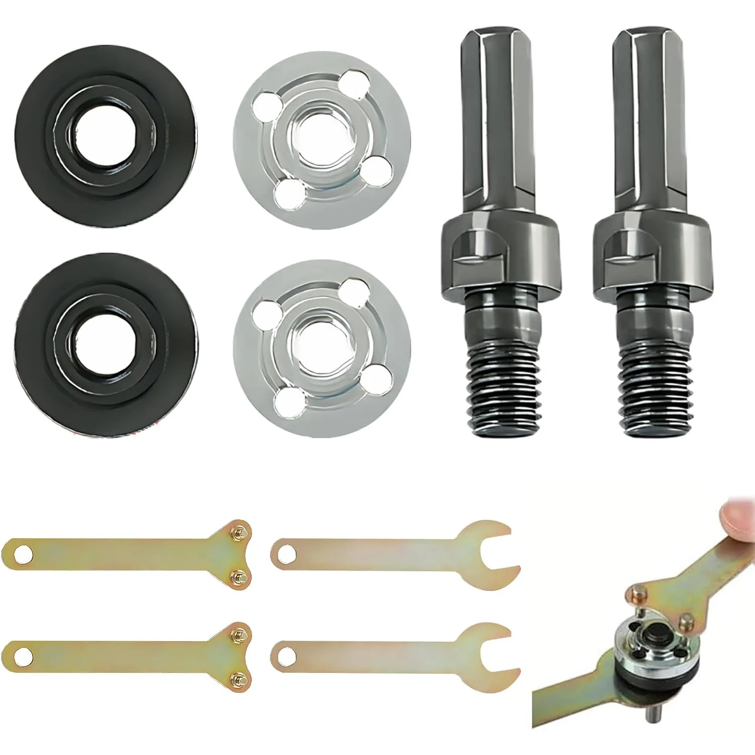 2 Sets 10Pcs Drill Conversion Adapter Kit Angle Grinder Connecting Rod Wrench Nut Rotary Tool Accessories