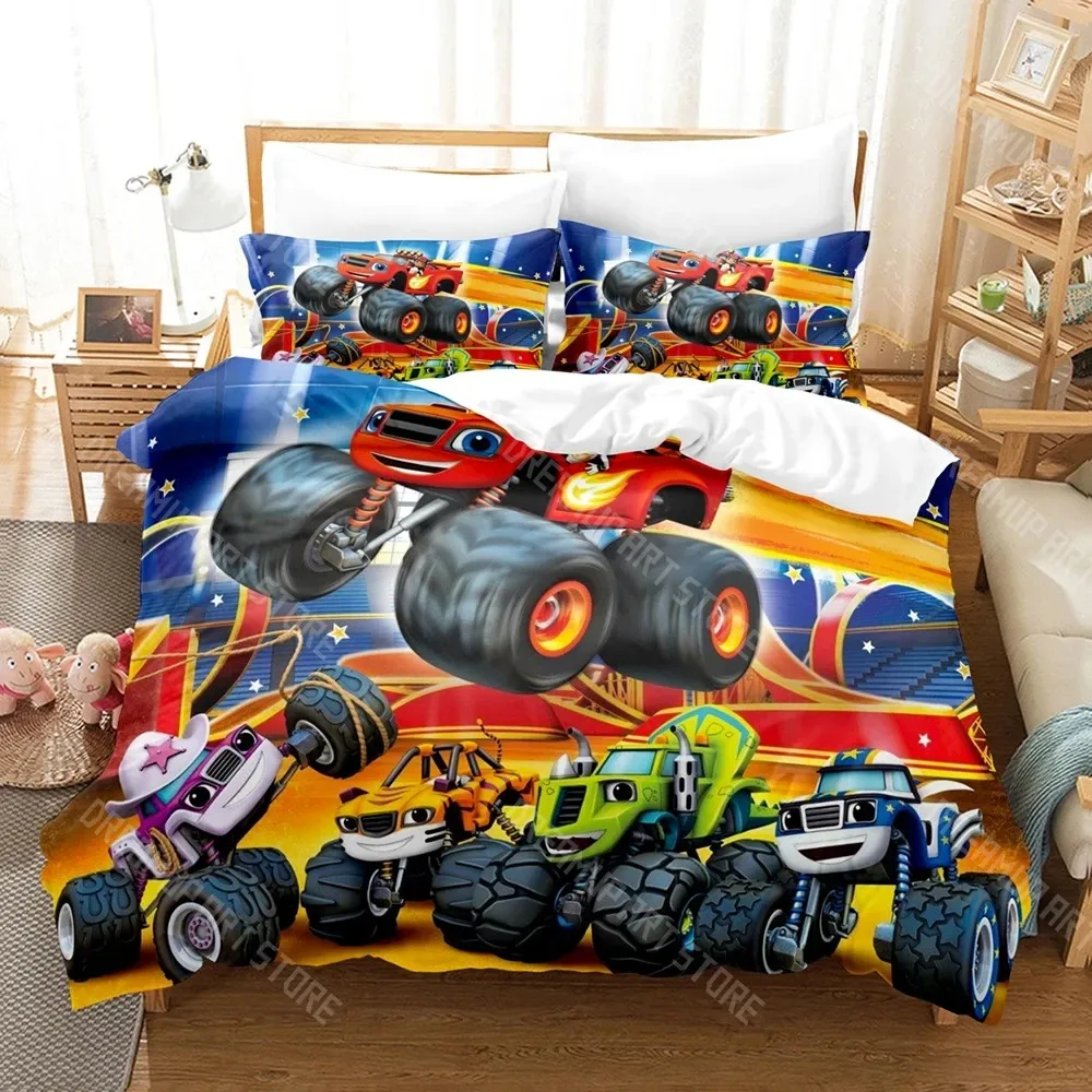 3D Printed Blaze N Monster Machines Bedding Set for Boys Girls Duvet Cover Pillowcase Twin Queen King Full Single Double Sizes