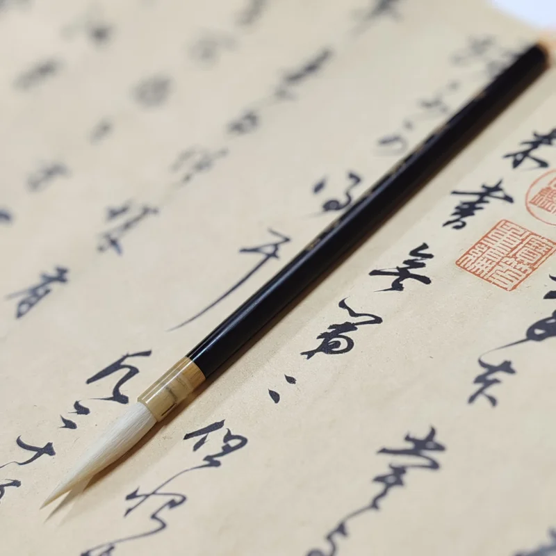 Cepillo de caligrafía de escritura de sello de pelo largo, cepillo de pelo de lana suave, escritura cursiva profesional para correr, pluma de pincel
