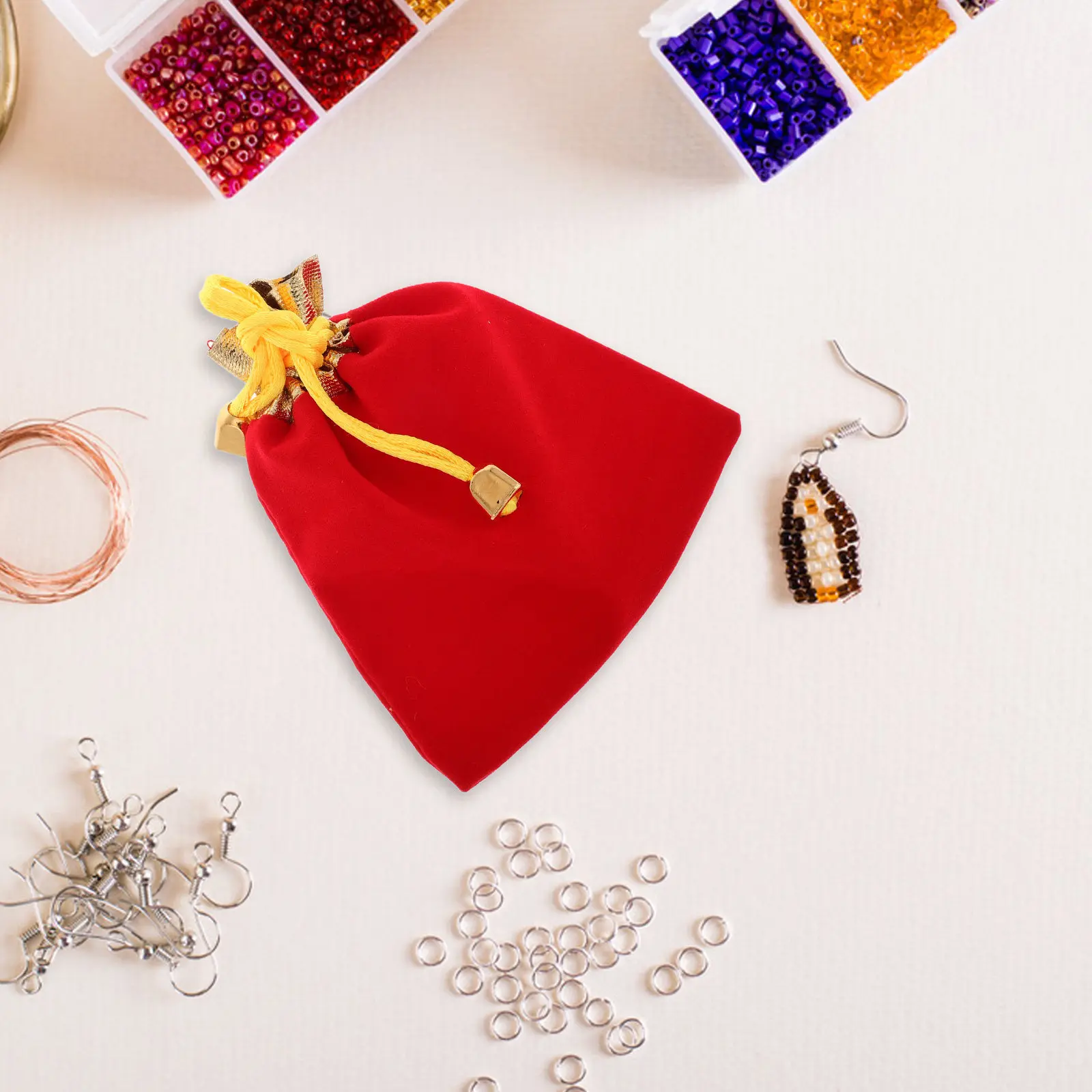 

10Pcs Jewelry Bag Soft Fabric Drawstring Pouch Compact Travel Storage for Accessories Earbuds Collectibles Party Favors