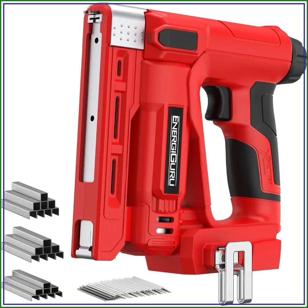 

18V Cordless 2-in-1 Brad Nailer & T50 Stapler Gun, Lightweight, 800 Nails/Staples for Woodworking, Upholstery, DIY