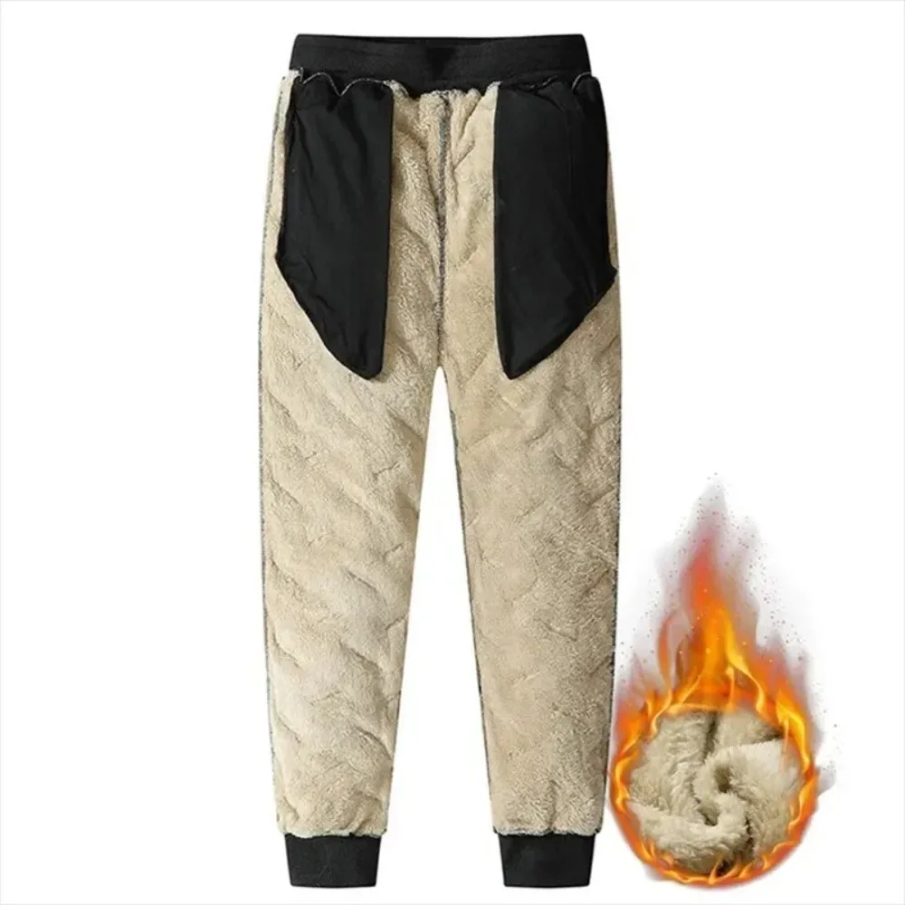 Nieuwe Pluche Winter Sweatwear Dikke Winddichte Katoenen Broek Warm Waterdicht Thermisch Broek Heren