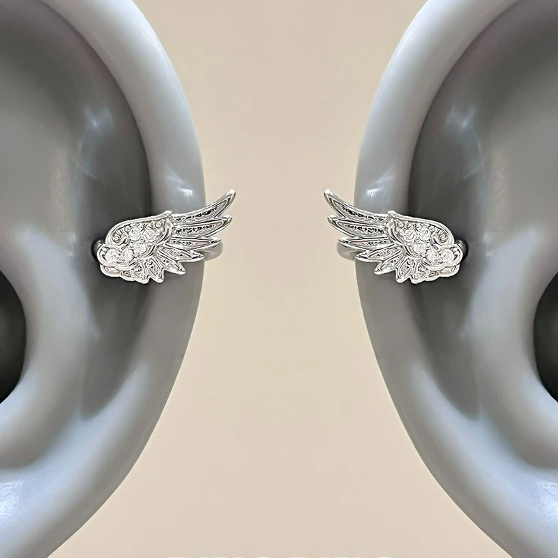 Angel Wings Ear Cuff Earrings For Women Vintage Couples Style Sparkling Zircon Birthday Gift Jewelry