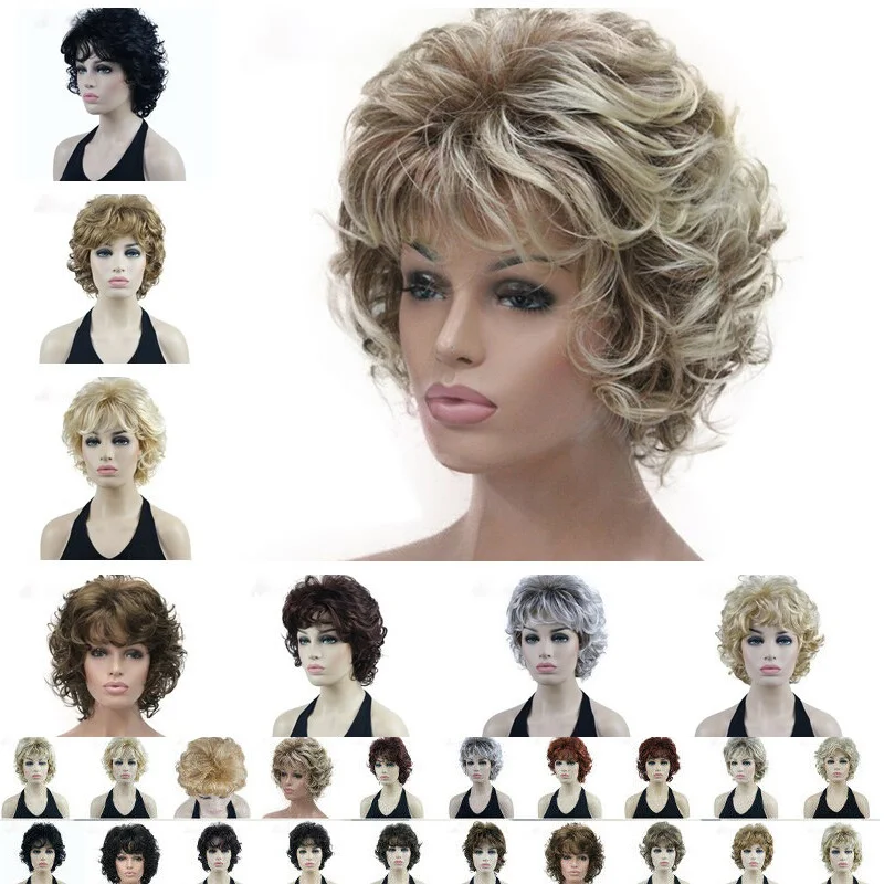 

Женский короткий парик, женская стрижка, вьющиеся волнистые волосы, косплей, вечерние полные парики