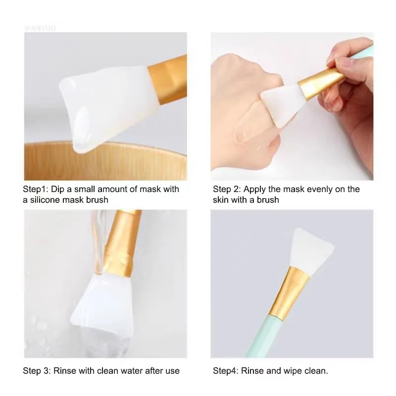 แปรงพอกหน้าซิลิโคน Face Skin Care เครื่องมือ Soft-headed DIY โคลนฟิล์มปรับแปรงเอียงหางใช้ Face Beauty เครื่องมือ