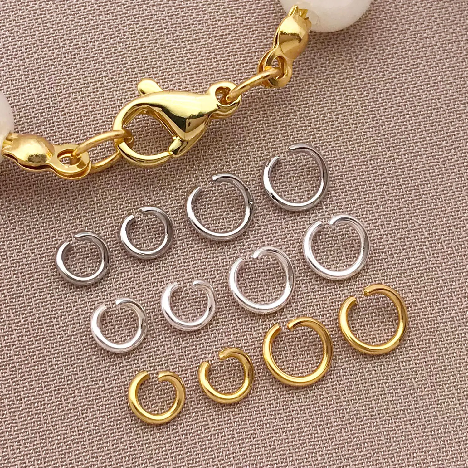 200個 4/5mm 18K金メッキ シルバーオープンジャン - Gold Plated Ring のレビューと価格