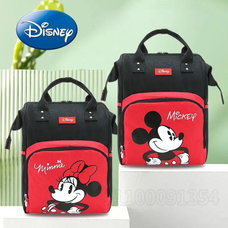 Disney Mickey Minnie's Original New Diaper Bag Backpack Luxury Brand Baby Diaper Bag Large Capacity Waterproof Cartoon Baby Bag