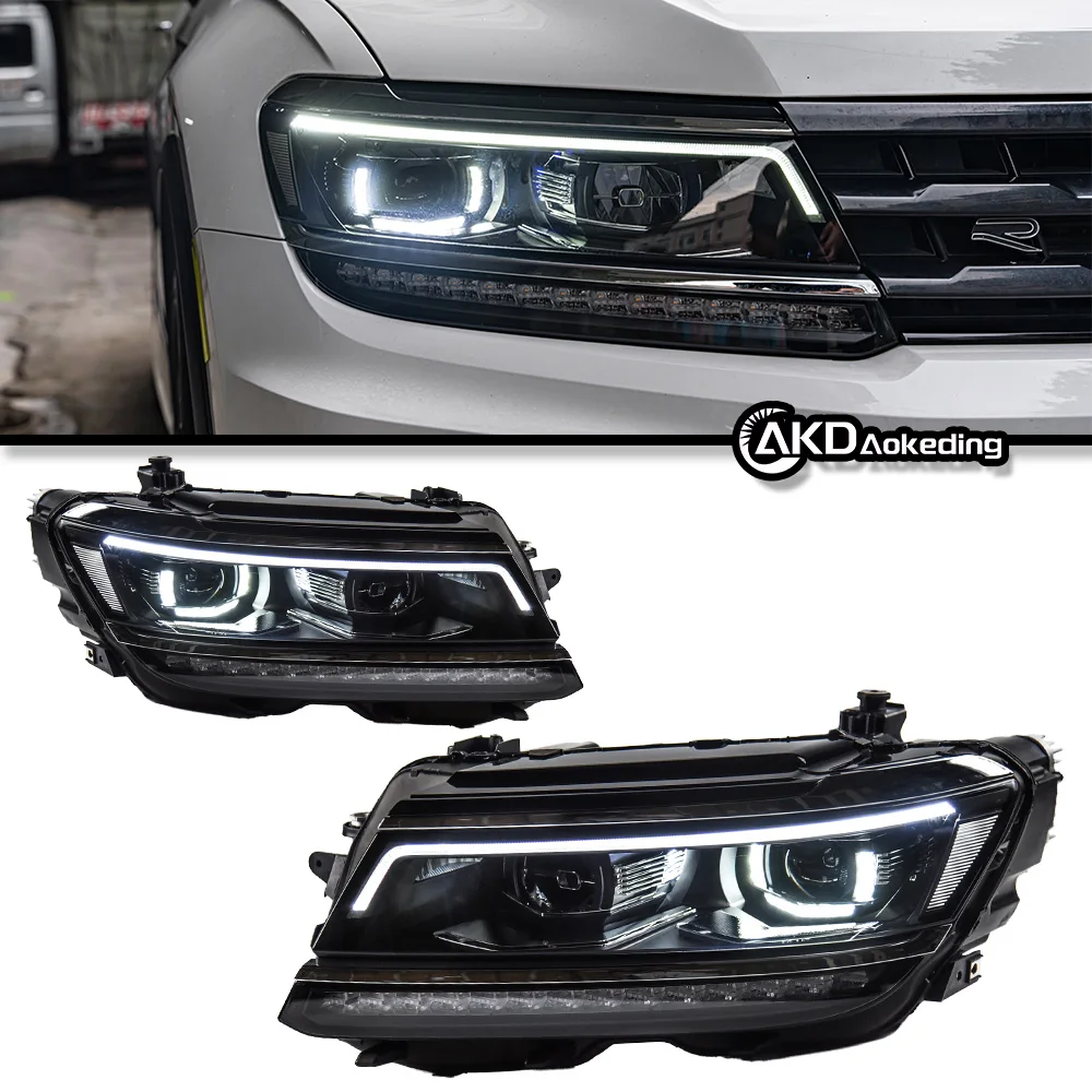 Kit de phares avant avec ampoules LED intégrées Angel Eye DRL pour VW Tiguan 2016-2022 Tiguan Mk2 Typ AD1