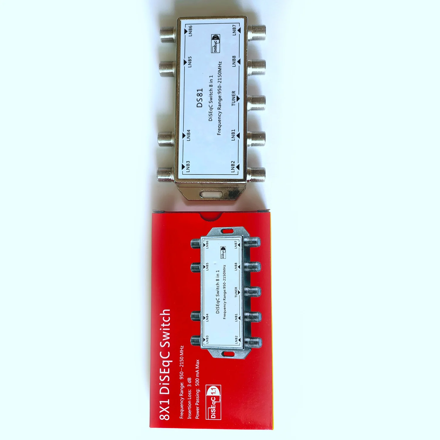 DS81 8 em 1 Sinal Satélite DiSEqC Switch LNB Receptor Multiswitch