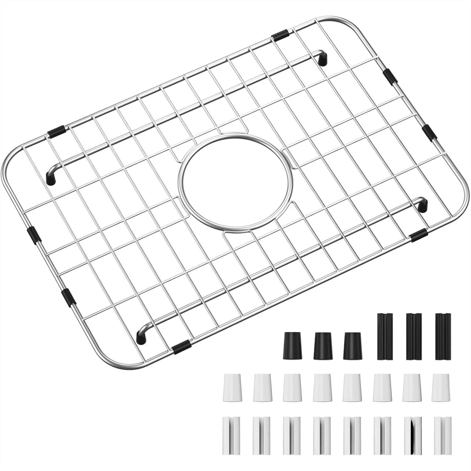 

Stainless Steel Sink Grid 18" x 12-1/2" with Centered Drain and 1-1/2" Corner Radius for Kitchen Sink Protection and Drying Rack