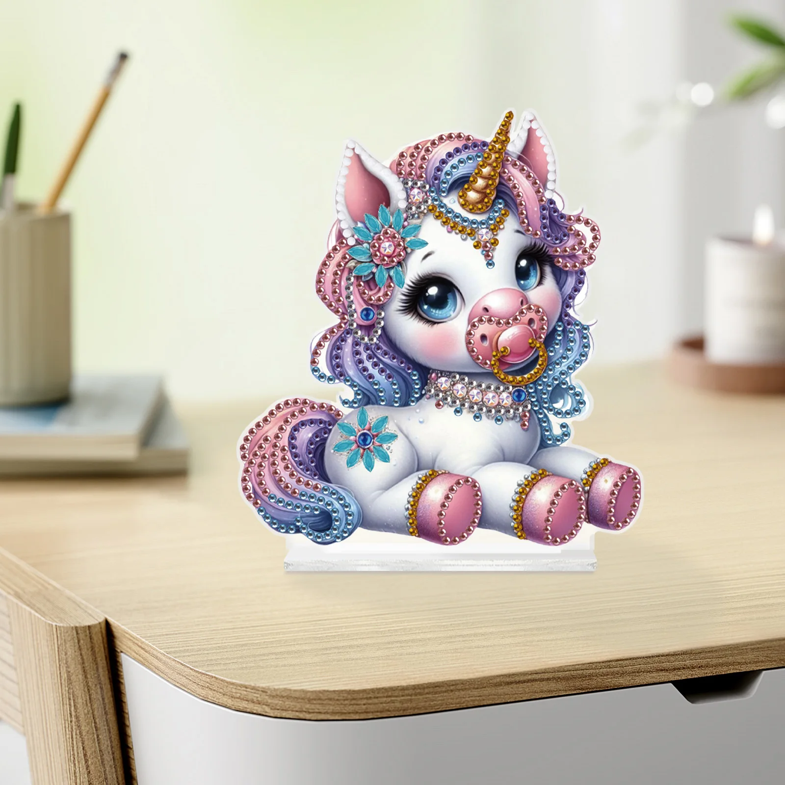 Diamond Art Painting Desktop Ornament Kits for Adults,Cute Horse Special Shape Diamond Art Tabletop Decor for Home Office Gift