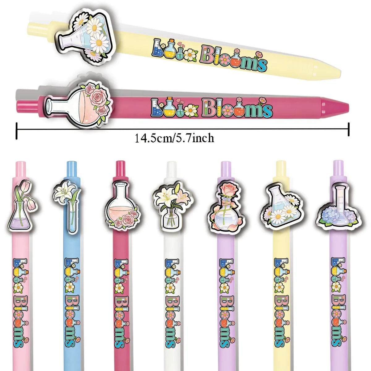 7PCS/14PCS Creative Floral Experiment Bottles Colorful Ballpoint Pens Student Writing Pens Office Stationery School Supplies