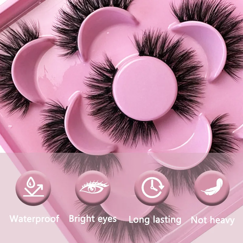 Strip Eyelash 5 Pairs One-piece Lotus Table European American False Eyelashes Lmitation Mink Multi Style Curled False Eyelashes