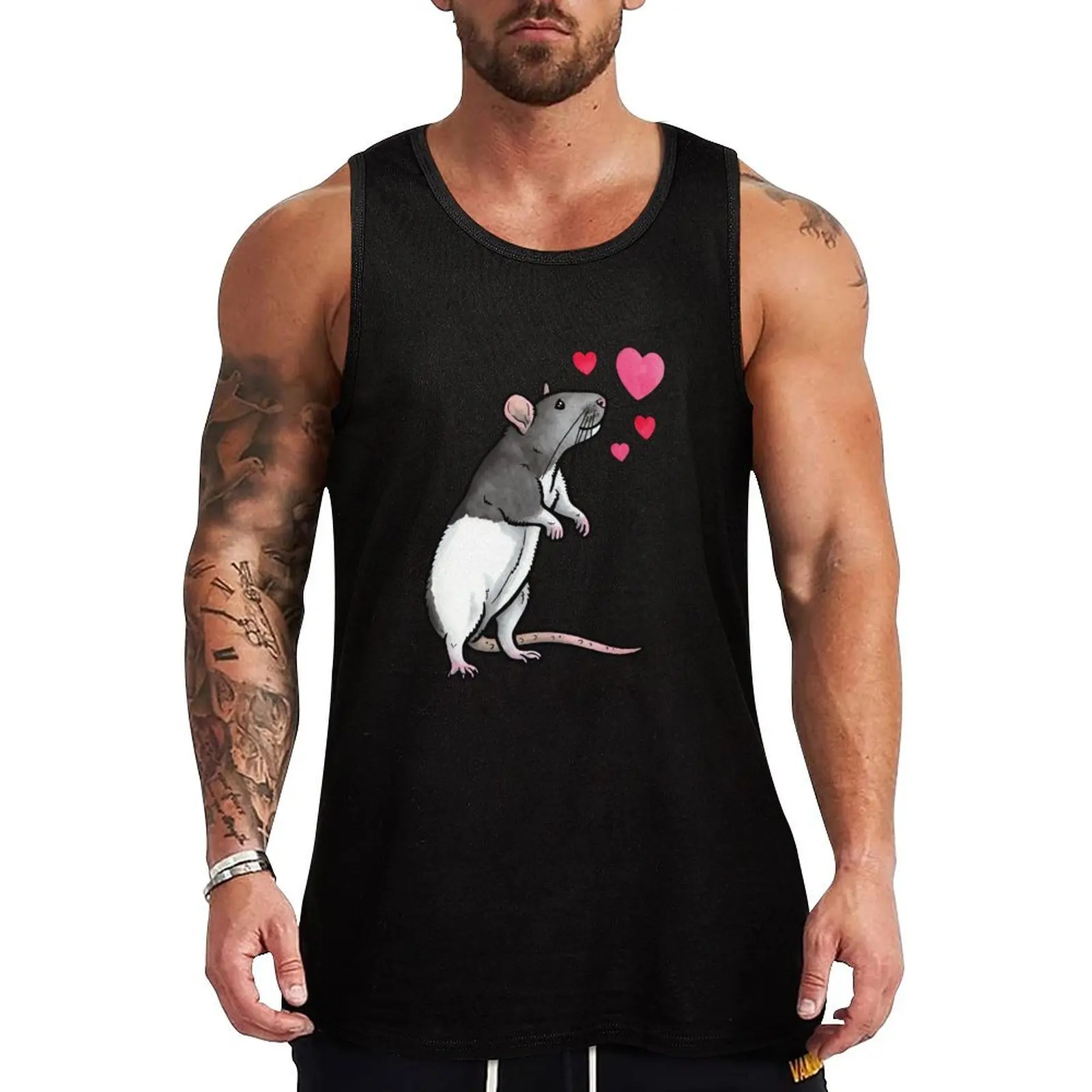 

Hooded rat love (topear) Tank Top Man summer clothes gym men summer clothes for men