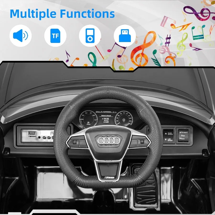 Veicolo elettrico Audi RS e-tron GT con licenza 12V Ride On Car con telecomando Giocattolo alimentato a batteria per bambini con sospensione a 4 ruote