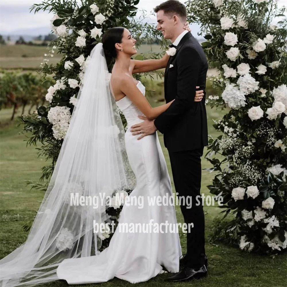 ZHUISHU Simple A Line Silk Organza Wedding Dresses Korea Photo shoot Strapless Bolero Bridal Gowns Corset Back Customized
