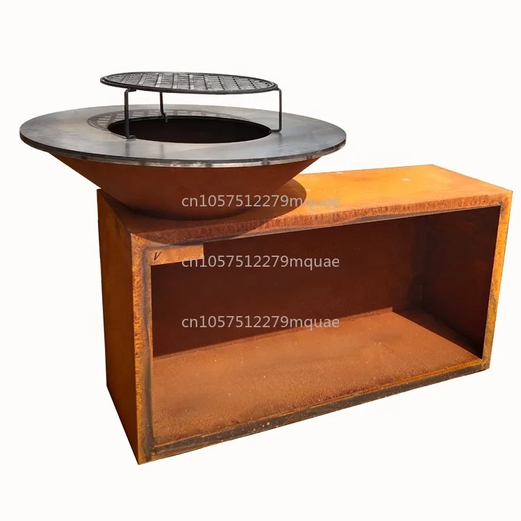 High Quality Outdoor Garden Corten Steel Party Commercial Barbeque Charcoal Wood Stove Oven Bbq Grill Plates Set