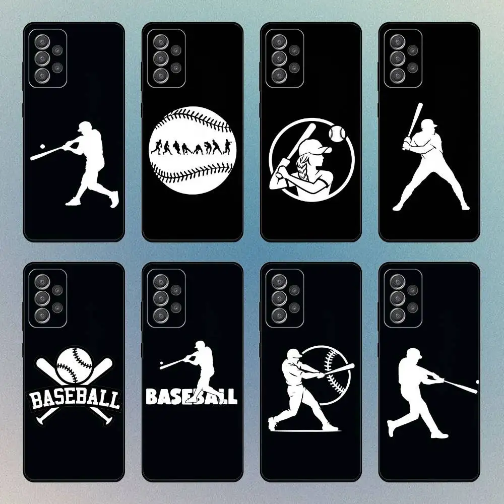 

B-Baseball Phone Case For Samsung S25,S24,S21,S22,S23,S30,Ultra,S20 Black Soft Case