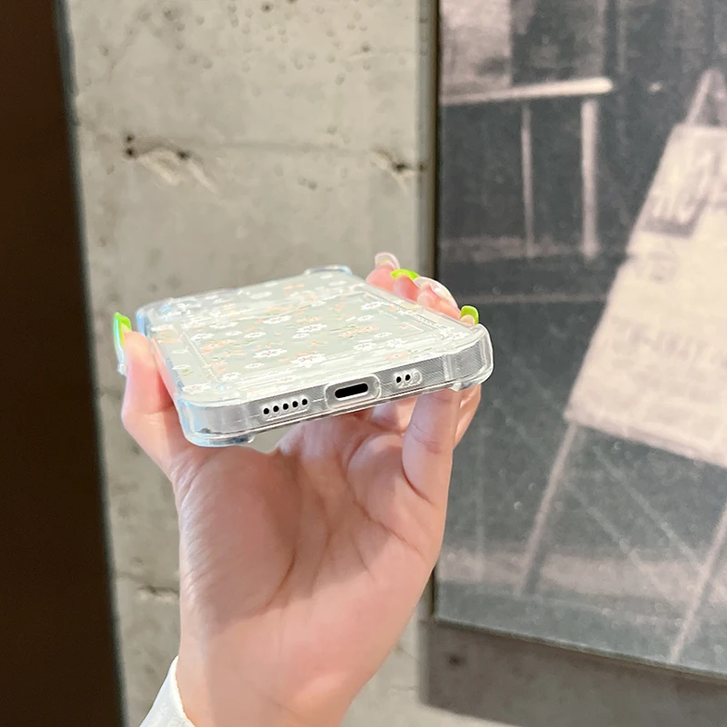 Floral Pattern Card Hold Phone Case For Samsung S24 S23 S22 S21 S20 FE Plus Ultra M33 M53 M54 5G Anti-fall Clear Cover