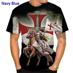 New Knights Templar 3D Print T-shirt Summer Men Clothing Fashion Casual Oversized T Shirt Vintage Harajuku Streetwear Tops Tees