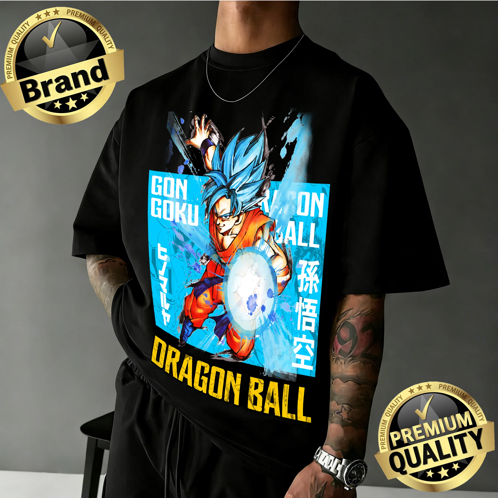 2026 Sommer Neuerscheinung Dragon Ball Übergroßes T-Shirt |   Goku Super Saiyan Blue Kamehameha Retro-Grafikdruck-T-Shirt aus 100 % Baumwolle