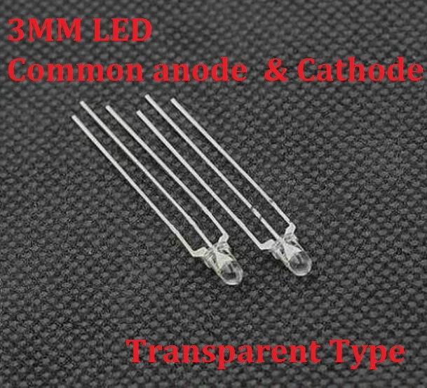 100 قطعة F3 3 مللي متر LED أحمر + أخضر صمام ثنائي باعث للضوء الأنود المشترك/الكاثود 3pin 3P إيجابي سلبي شفاف/نوع الضباب