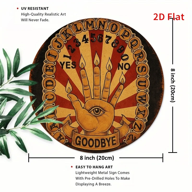 2D Flat - Ouija Board Vintage Gothic Divination Board with Mystical Symbols, Letters And Numbers, Oculum Motif in Red And Golden