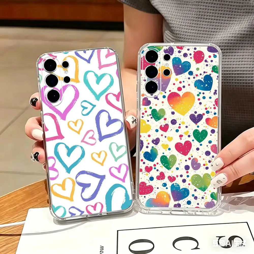 love heart  Phone Case For Samsung S25,S24,S21,S22,S21,S20,S10,S9Ultra,Plus,Fe,Lite Transparent Cover