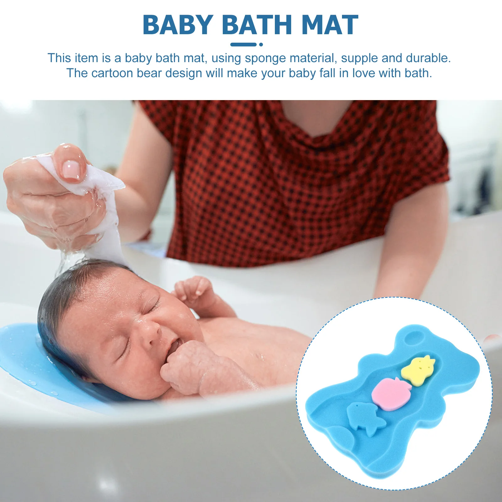 

Baby Bath Sponge Cushion Comfy Skid Proof Mat For Infants And Toddlers With Gentle Skin Friendly Material And Head Support