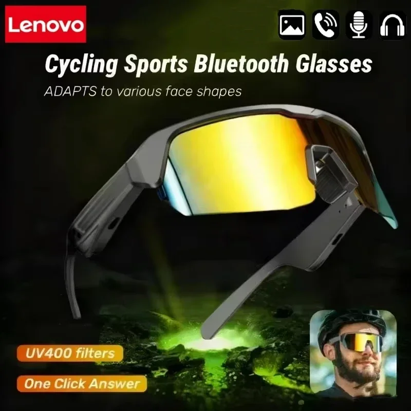 Lenovo YJ006 Cycling Bluetooth Smart Glasses Technology Audio Call Remote Headset Sunglasses Sports Driving Music Earbuds New