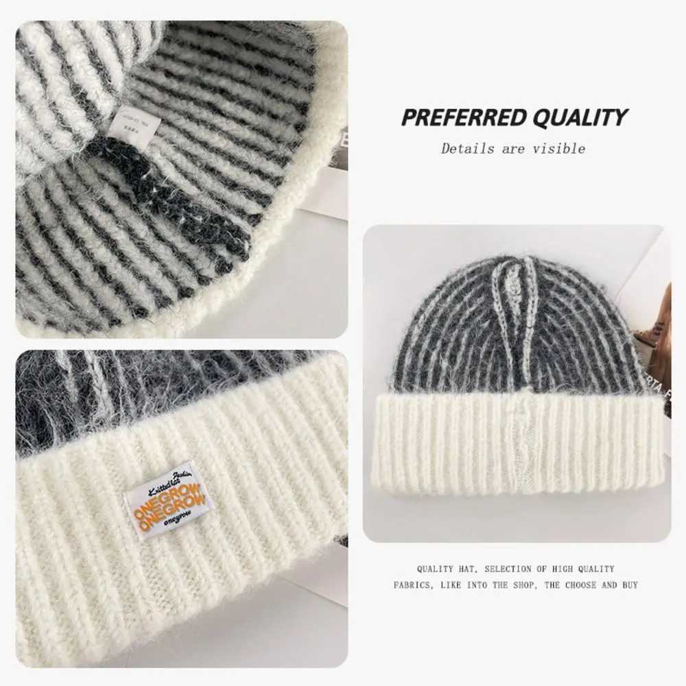 Thick Warm Knitted Beanie Hat 53cm to 60cm Head Circumference Large Head Size Earflap Winter Hat Face Slimming Ear Protection