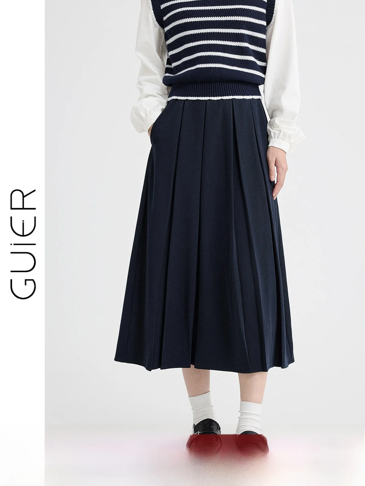 

Юбка с высокой талией и плиссировкой, женская модная коллекция Весна 2026, винтажный стиль преппи, стройнящая юбка А-силуэта, универсальная женская юбка