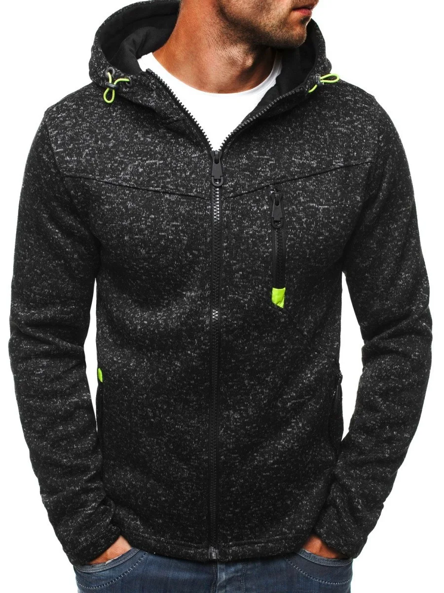 Herren-Kapuzenpullover mit seitlichen Reißverschlusstaschen, dünner, einfarbiger Trainingsanzug aus Wolle, lässiger Alltags-Outdoor-Kapuzen-Trainingsanzug mit langen Ärmeln – Detail 3