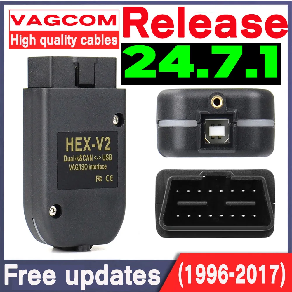 

2025 OBDII Cable VCDS Interface VAG HEX V2 24.7.1 USB Interface FOR VW AUDI Skoda Seat ATMEGA162 Vag com VCDS Multilingual TOOL