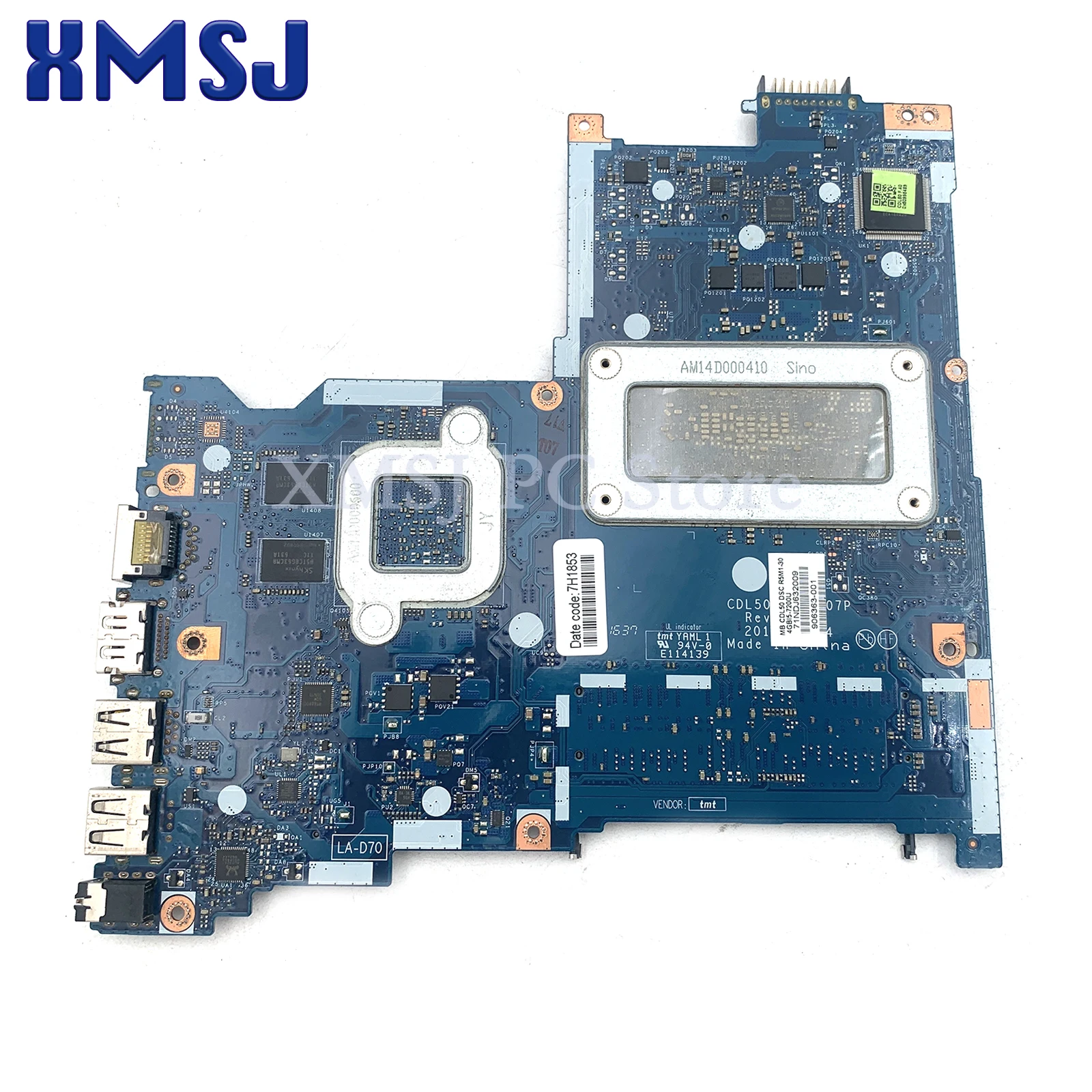 For HP 15-AY Series Laptop Motherboard CDL50 LA-D707P With I3 I5 I7-7th Gen CPU GPU: 2GB DDR4 Main Board Full Test